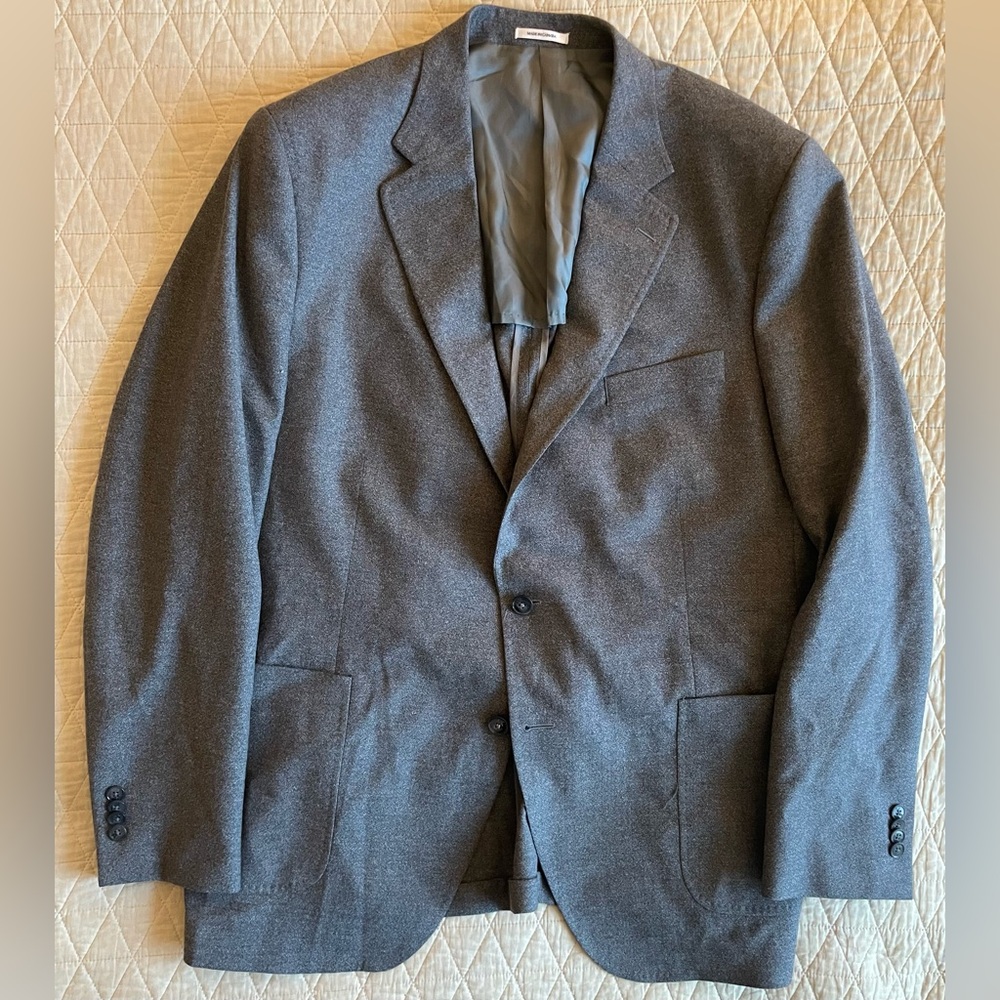 PETER MILLAR Deconstructed Wool Tweed Patch Pocket Jacket in Gray 46 T $1295
